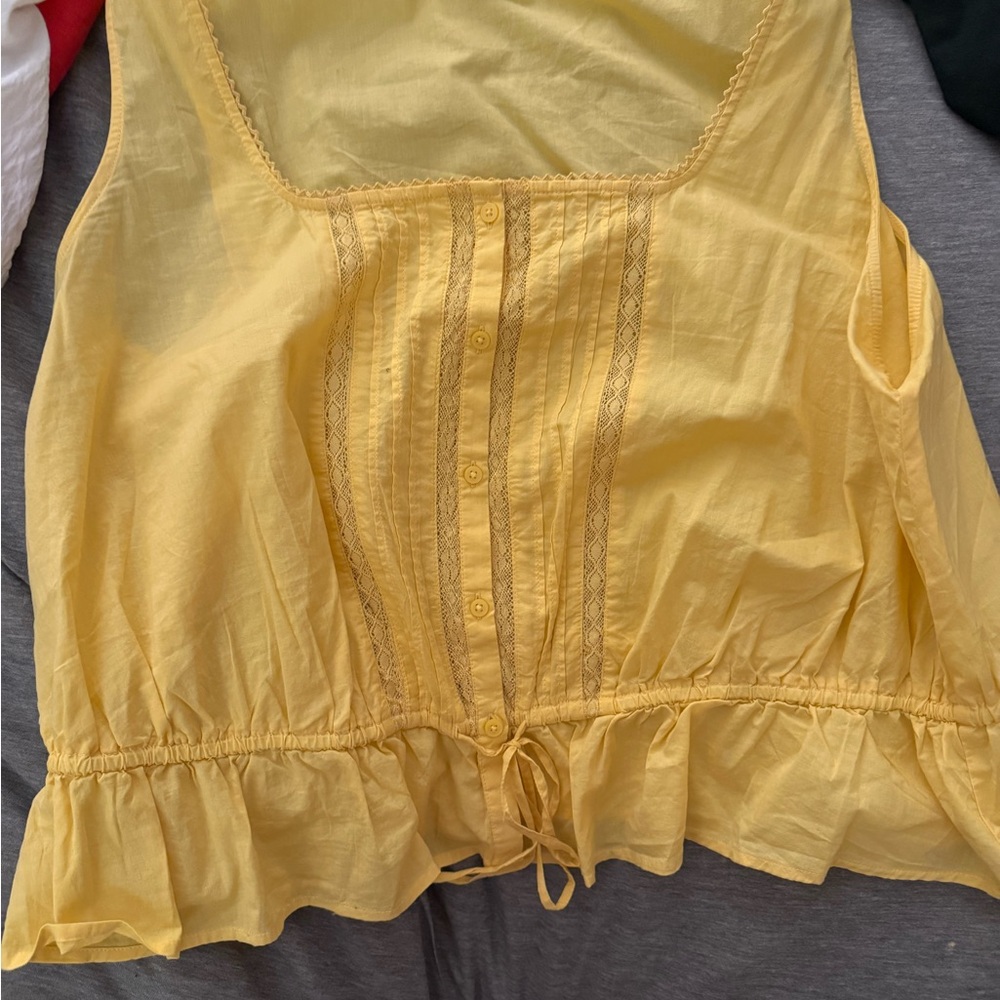 Yellow Sleeveless Ruffle Top